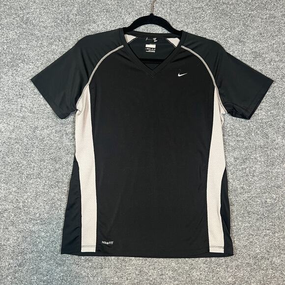 Nike Shirt Womens Medium Black Crewneck Short Sleeve Performance Stretch - Picture 1 of 11